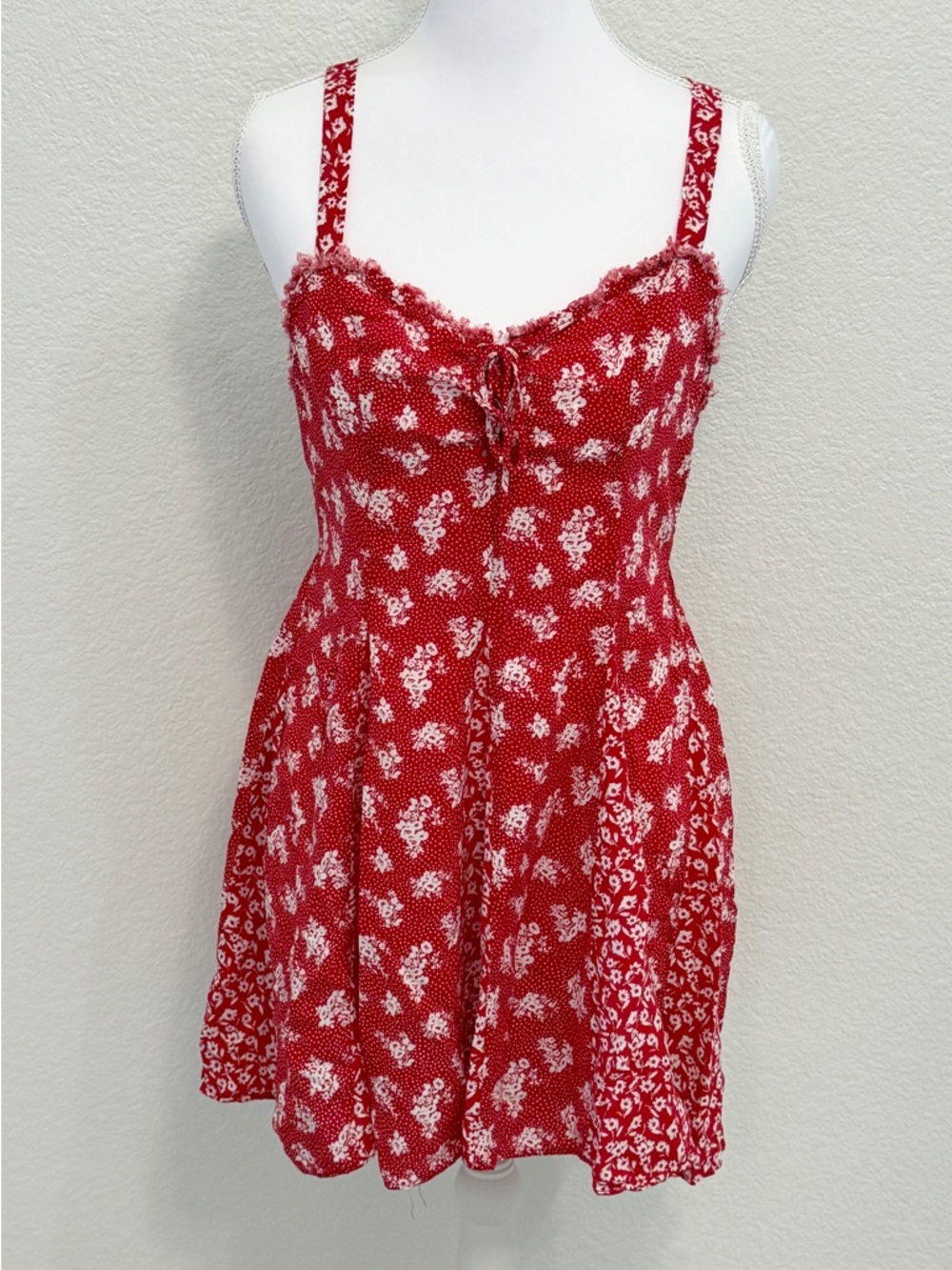 Free People Don't Dare Red Mixed Floral Print Mini Slip Dress - Picture 4 of 8